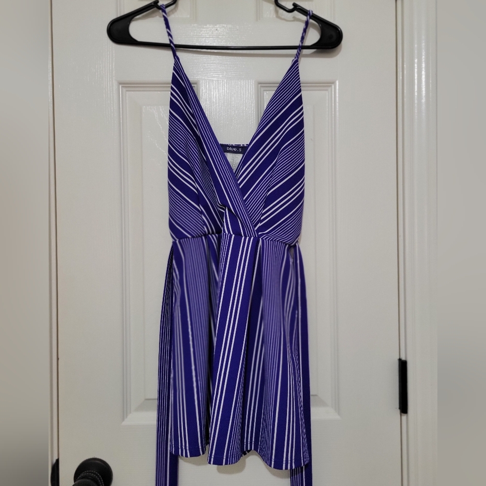 Blue Striped Romper Size Small